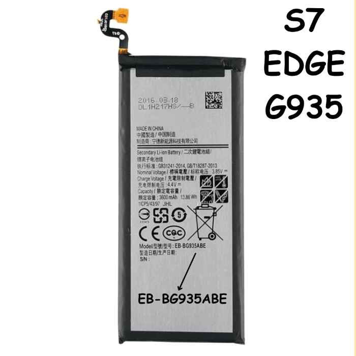 Replacement Battery FOR Samsung Galaxy S7 Edge G935 Li-ion Battery EB-BG935ABA 3600mAh - Best Cell Phone Parts Distributor in Canada, Parts Source Replacement Battery FOR Samsung Galaxy S7 Edge G935 Li-ion Battery EB-BG935ABA 3600mAh - Best Cell Phone Parts Distributor in Canada, Parts Source